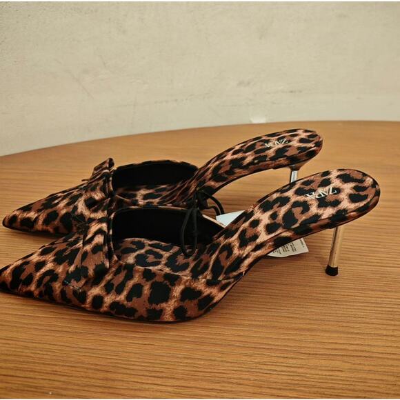 ZARA Leopard Print Heeled Shoes NWT - Picture 13 of 16